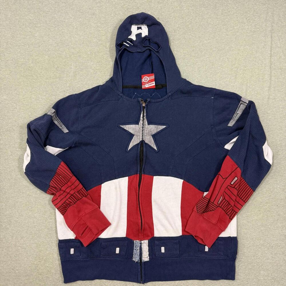 Captain America‎ Marvel Zip-Up Hoodie Men's Lg